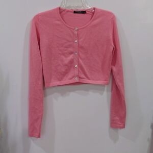 Pink Cropped Cardigan